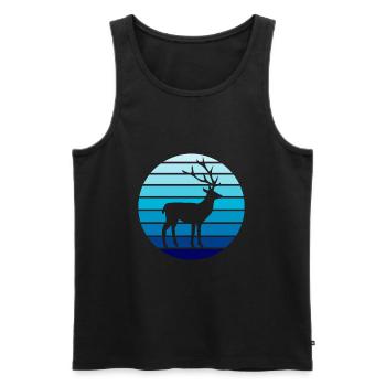 Hirsch Hirschgeweih Hirsche Retro Vintage - Männer Premium Bio Tank Top - Schwarz - Vorne - Michal (187cm)