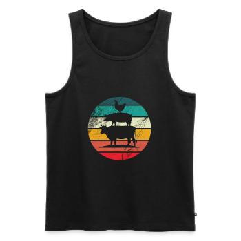 Kuh Schwein Huhn Turm Bauern Bauernhof Geschenk - Männer Premium Bio Tank Top - Schwarz - Vorne - Michal (187cm)