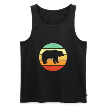 Bear Retro Vintage Polar Bear Grizzly Brown Bear - Men's Premium Organic Tank Top - black - Front - AI Model Male 178 light (178cm)