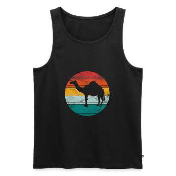 Vintage Kamel Dromedar Geschenkidee - Männer Premium Bio Tank Top - Schwarz - Vorne - AI Model Male 178 light (178cm)