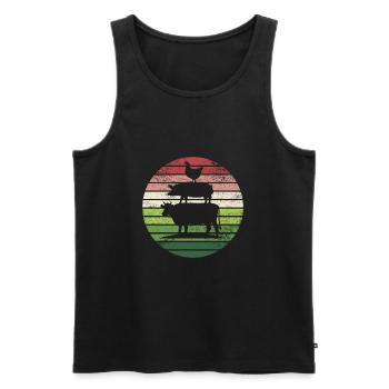 ferme animaux vache bovin porc poulet coq farmer - Débardeur bio Premium Homme - noir - Devant - AI Model Male 178 light (178cm)