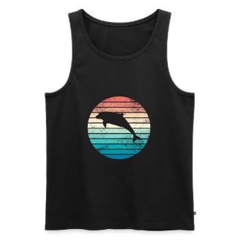 Delfin Retro Vintage Meer Ozean Geschenk Bunt - Männer Premium Bio Tank Top - Schwarz - Vorne - Michal (187cm)