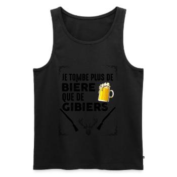 Chasseur gibier et apéro biere ambiance humour - Débardeur bio Premium Homme - noir - Devant - AI Model Male 178 light (178cm)