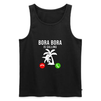 Bora Bora appelle le slogan Palme Travel Holiday Summer - Débardeur bio Premium Homme - noir - Devant - AI Model Male 178 light (178cm)