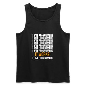 I hate programming - Programmer saying - Men's Premium Organic Tank Top - black - Front - AI Model Male 178 light (178cm)