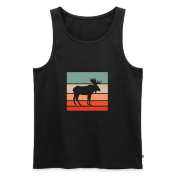 Nature Paysage Moose Deer Vintage Rétro - Débardeur bio Premium Homme - noir - Devant - Michal (187cm)