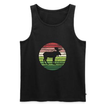 Elch Natur Landschaft Hirsch Vintage Retro Wald - Männer Premium Bio Tank Top - Schwarz - Vorne - Michal (187cm)