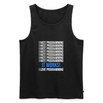 I hate programming - Programmer saying - Men's Premium Organic Tank Top - black - Front - AI Model Male 178 light (178cm)