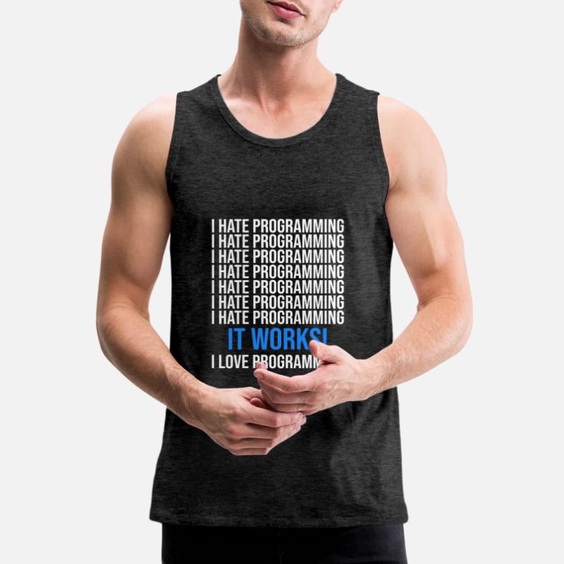 I hate programming - Programmer saying Men's Premium Organic Tank Top