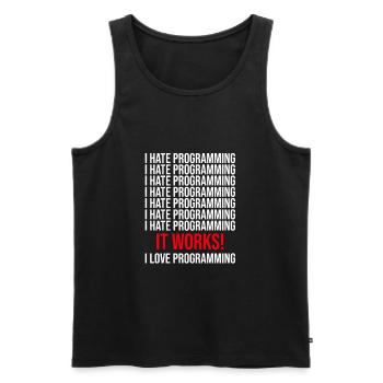 Programmierer Ich Hasse Programmieren - Männer Premium Bio Tank Top - Schwarz - Vorne - AI Model Male 178 light (178cm)
