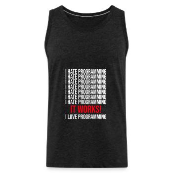 Programmierer Ich Hasse Programmieren - Männer Premium Bio Tank Top - Anthrazit - Vorne - Alexander (188cm)