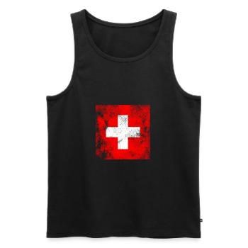 Drapeau de la Suisse - Débardeur bio Premium Homme - noir - Devant - AI Model Male 178 light (178cm)