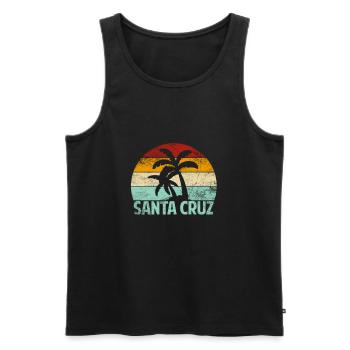 Santa Cruz California Sonnenuntergang 70er 80er - Männer Premium Bio Tank Top - Schwarz - Vorne - Michal (187cm)