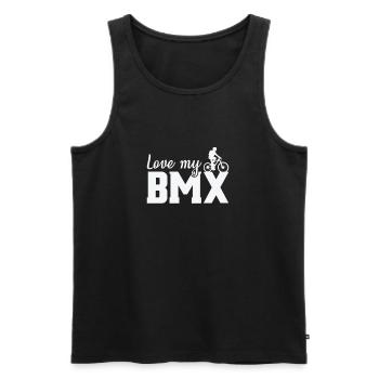 I love BMX | BMX | BMX Bike Fahrrad - Men's Premium Organic Tank Top - black - Front - AI Model Male 178 light (178cm)
