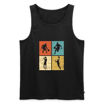 Basketball Retro Vintage - Basketballer - Männer Premium Bio Tank Top - Schwarz - Vorne - Michal (187cm)