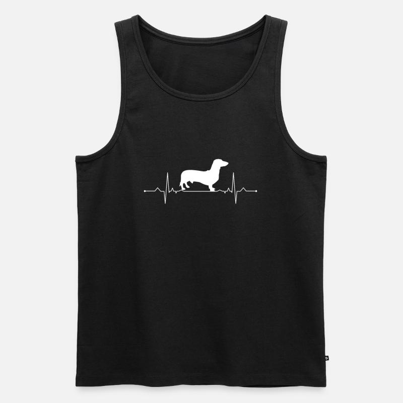 Teckel Heartbeat Propriétaire de teckel ECG Teckel Teckel - Débardeur bio Premium Homme - noir