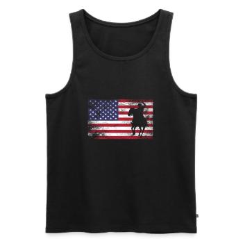 USA Flag Cowboy - Men's Premium Organic Tank Top - black - Front - AI Model Male 178 light (178cm)