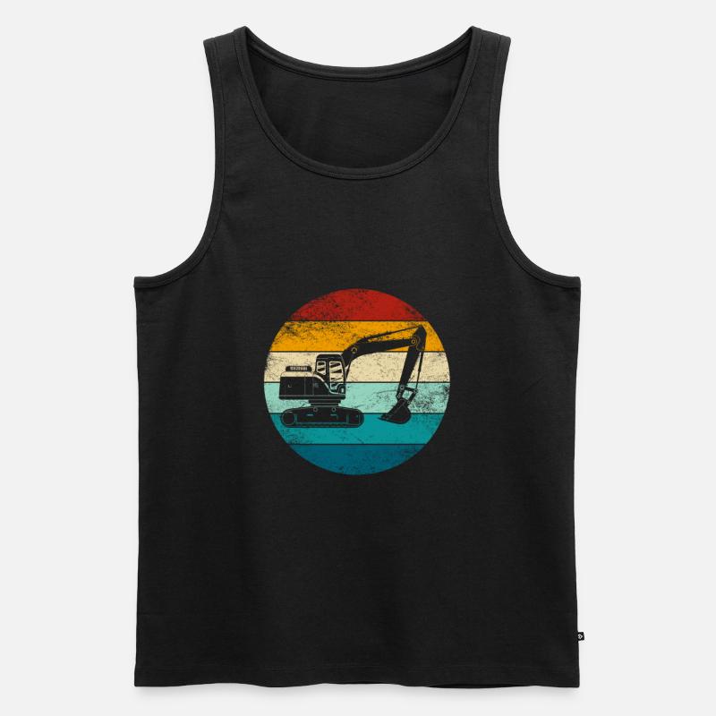 Bagger Baggerfahrer Baustelle Retro Bauarbeiter - Männer Premium Bio Tank Top - Schwarz