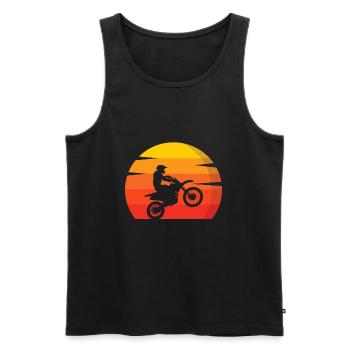 Motocross Retro Sunset Silhouette Motocross - Débardeur bio Premium Homme - noir - Devant - Michal (187cm)