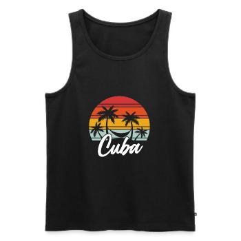 Cuba Palm Sun Beach Trip Holiday Cuba Souvenir - Men's Premium Organic Tank Top - black - Front - AI Model Male 178 light (178cm)
