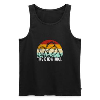 Roller Coaster Amusement Park Kirmes Amusement Park - Men's Premium Organic Tank Top - black - Front - AI Model Male 178 light (178cm)