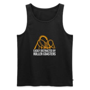 Amusement park saying for a roller coaster fan - Men's Premium Organic Tank Top - black - Front - AI Model Male 178 light (178cm)
