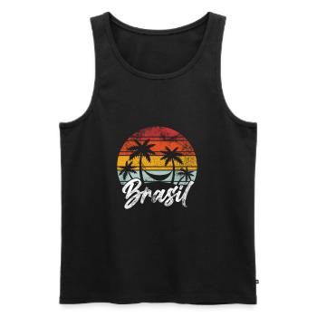 Brazil - Men's Premium Organic Tank Top - black - Front - AI Model Male 178 light (178cm)