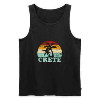 Crète Grèce Vacances Rétro Coucher de soleil Crète - Débardeur bio Premium Homme - noir - Devant - AI Model Male 178 light (178cm)