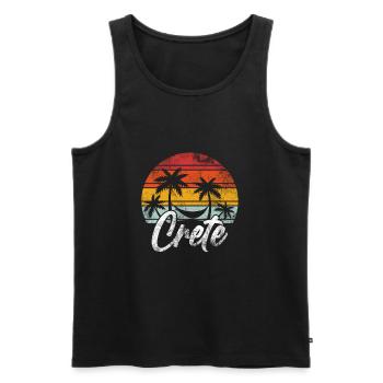 Crète Rétro Grèce Palm Island Voyage de vacances - Débardeur bio Premium Homme - noir - Devant - AI Model Male 178 light (178cm)