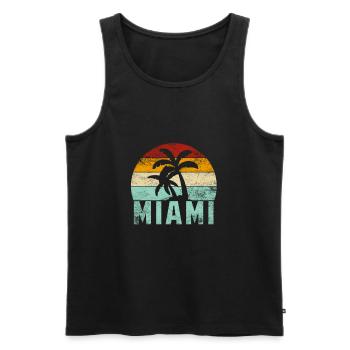 Miami Floride Rétro Coucher de soleil - Débardeur bio Premium Homme - noir - Devant - Michal (187cm)
