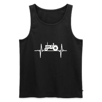 Herzschlag Traktor Trecker Landwirt EKG Puls - Männer Premium Bio Tank Top - Schwarz - Vorne - AI Model Male 178 light (178cm)