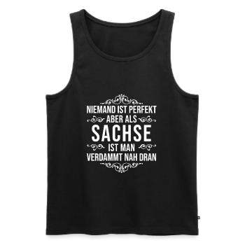 Sachsen Sachse Geschenk Spruch - Männer Premium Bio Tank Top - Schwarz - Vorne - AI Model Male 178 light (178cm)