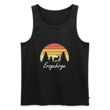 Retro Erzgebirge Sachsen Berge Wandern Geschenke - Männer Premium Bio Tank Top - Schwarz - Vorne - Michal (187cm)