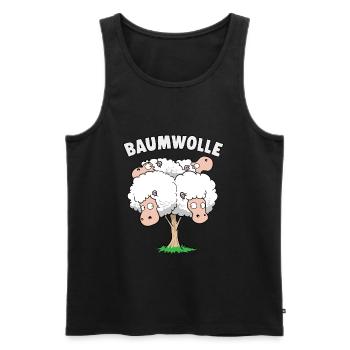 Baumwolle Schafe am Baum Wortwitz - Männer Premium Bio Tank Top - Schwarz - Vorne - AI Model Male 178 light (178cm)