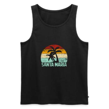 Santa Maria Voyage de vacances Rétro Palmiers Soleil Mer - Débardeur bio Premium Homme - noir - Devant - Michal (187cm)