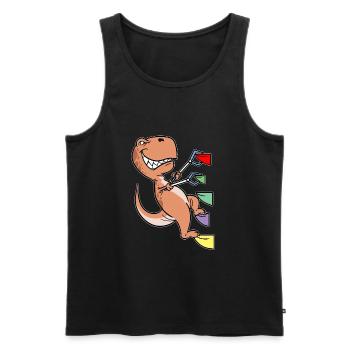 T-Rex Dinosaur Dino Bouldering Climbing Boulderer - Men's Premium Organic Tank Top - black - Front - Michal (187cm)