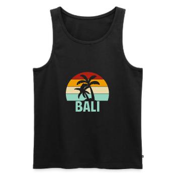 Bali Retro Palme - Männer Premium Bio Tank Top - Schwarz - Vorne - Michal (187cm)
