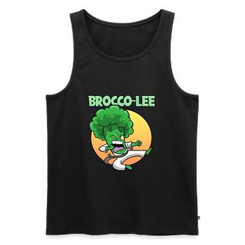 Brocco-Lee Karate Brokkoli Veganer Vegetarier - Männer Premium Bio Tank Top - Schwarz - Vorne - AI Model Male 178 light (178cm)