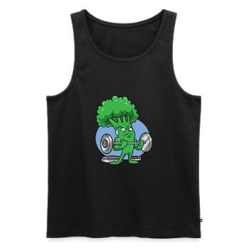 Deadlift Fitness Brocoli Végétalien Végétarien - Débardeur bio Premium Homme - noir - Devant - AI Model Male 178 light (178cm)