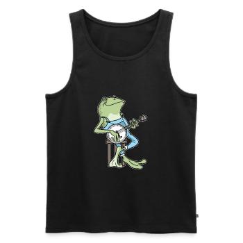 Cottagecore Aesthetic Frog Banjo Fairycore - Men's Premium Organic Tank Top - black - Front - AI Model Male 178 light (178cm)