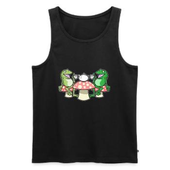 Cottagecore Esthétique Frog Tea Time Fairycore - Débardeur bio Premium Homme - noir - Devant - Michal (187cm)