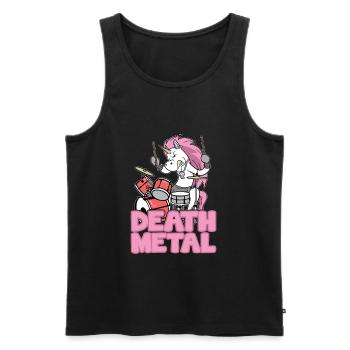 Death Metal Unicorn Unicorn Batteur - Débardeur bio Premium Homme - noir - Devant - AI Model Male 178 light (178cm)