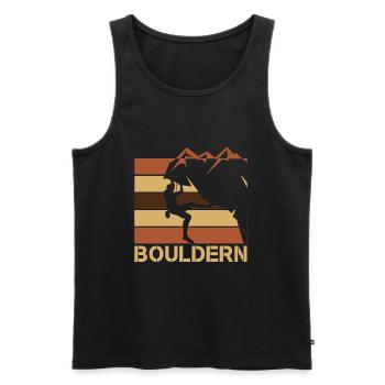Escalade de bloc Boulderers - Débardeur bio Premium Homme - noir - Devant - AI Model Male 178 light (178cm)