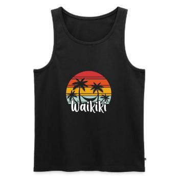 Waikiki Retro Palm Hammock Souvenir Gift - Men's Premium Organic Tank Top - black - Front - Michal (187cm)