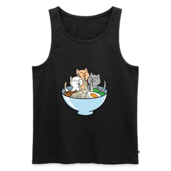 Ramen Nouilles Pour Chat Japon Kawaii Otaku - Débardeur bio Premium Homme - noir - Devant - AI Model Male 178 light (178cm)