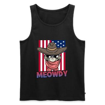Cowboy Cat Meowdy United States Flag - Männer Premium Bio Tank Top - Schwarz - Vorne - AI Model Male 178 light (178cm)