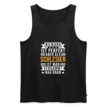 Schlesien Schlesier Lustiger Oberschlesien Spruch - Männer Premium Bio Tank Top - Schwarz - Vorne - Michal (187cm)