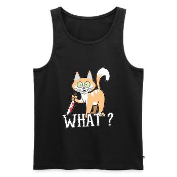 Quoi? Couteau de chat Halloween - Débardeur bio Premium Homme - noir - Devant - AI Model Male 178 light (178cm)