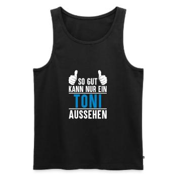 Toni Name Geschenkidee Toni Geschenk Vorname - Männer Premium Bio Tank Top - Schwarz - Vorne - Michal (187cm)