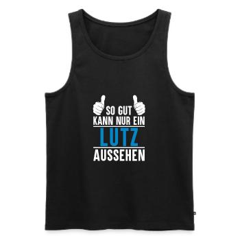 Lutz Name Geschenkidee Lutz Geschenk Vorname - Männer Premium Bio Tank Top - Schwarz - Vorne - Michal (187cm)